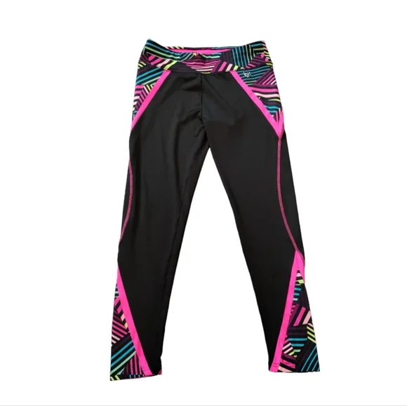 •Justice Active Colorful Retro Stripe Full Length Dri Fit Leggings Size Girl 18 - Picture 1 of 11